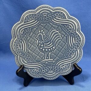 Longaberger Pottery Rooster Trivet-American Craft Original-Light Cornflower Blue